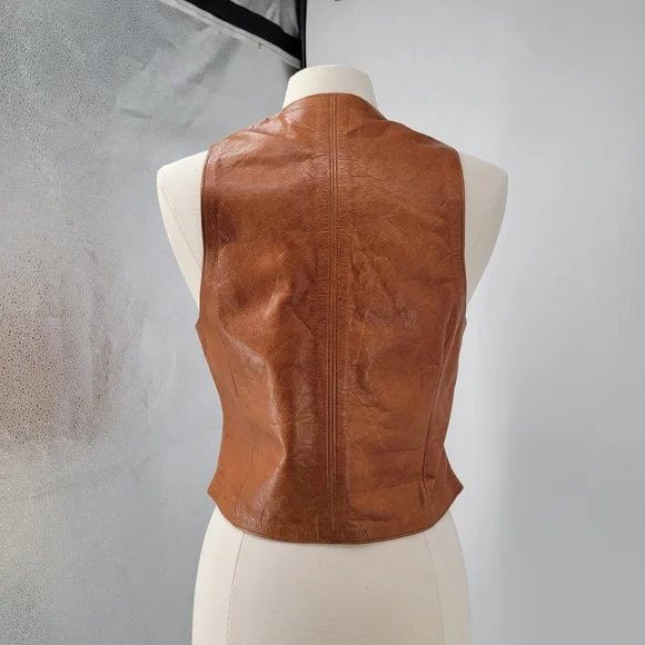 Brother Gambit Slick Vintage 70s Leather Vest Size Small Boho Western Southwest